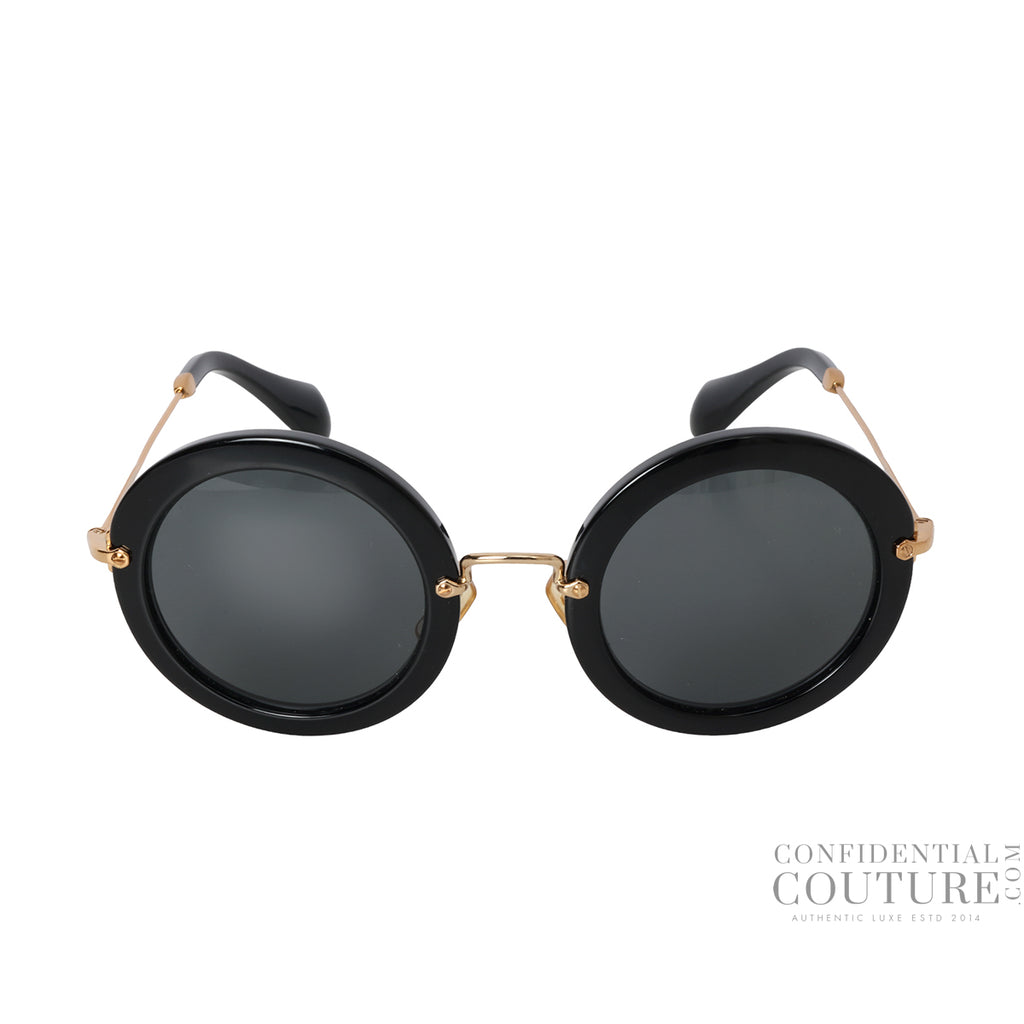 Shop Pre-Loved Miu Miu Black Donna Sole Round Sunglasses  display picture 3