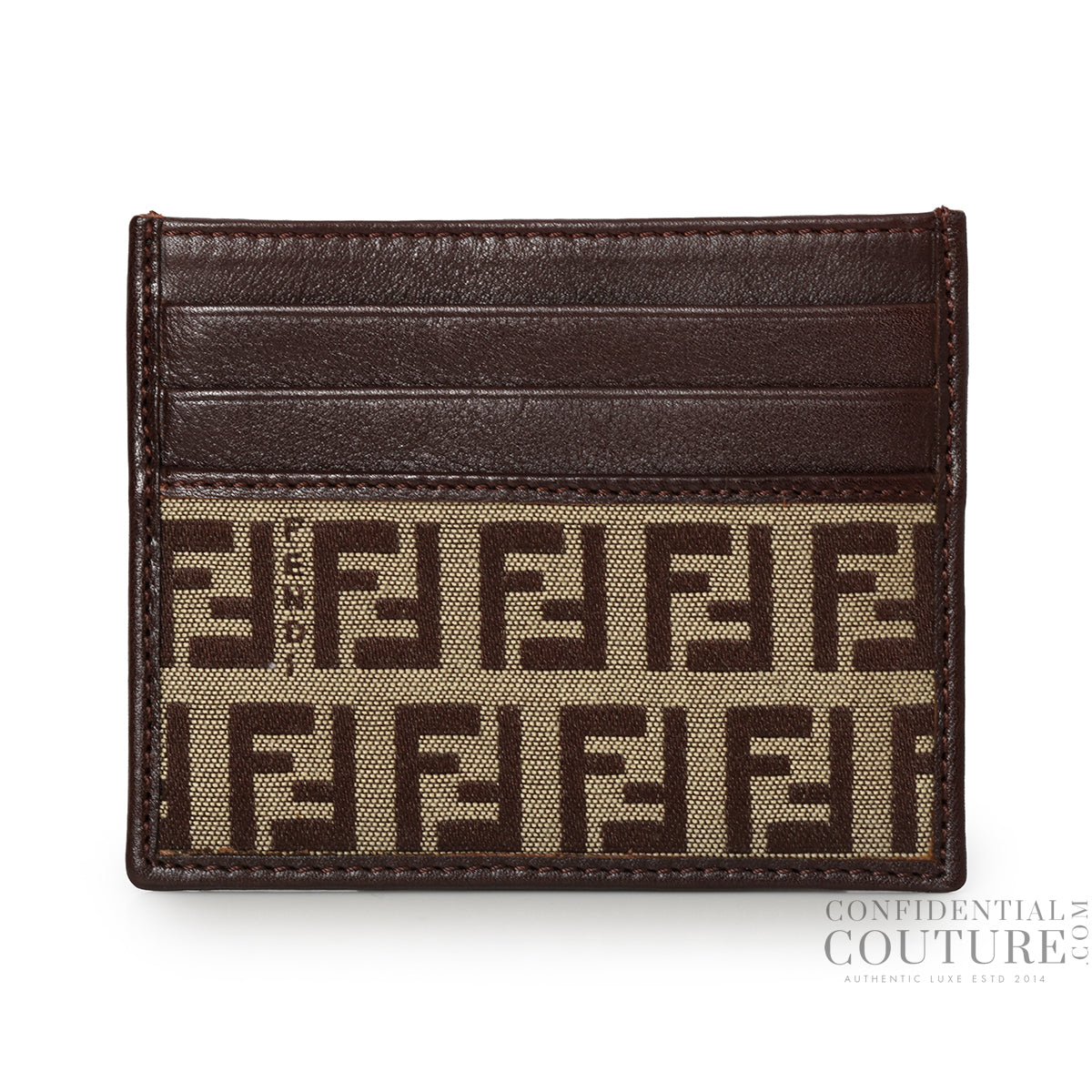 Baguette Brown FF Jacquard Fabric Card Holder