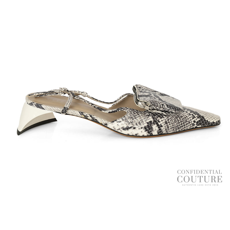 Tibi Black & White Victor Embossed Snake Slingback EU 39 | UK 6.5 | US 9