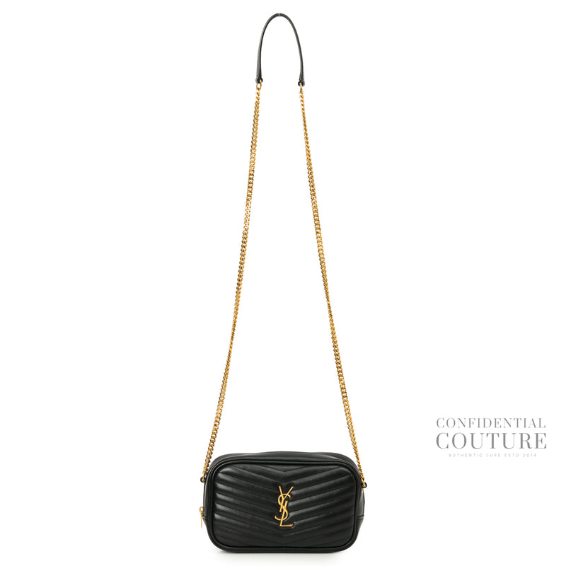 YSL Saint Laurent Lou Mini Matelassé Black Leather Camera bag