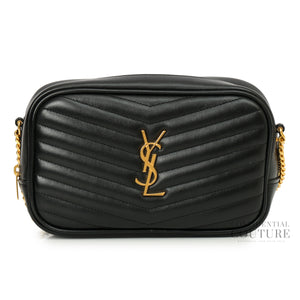 YSL Saint Laurent Lou Mini Matelassé Black Leather Camera bag