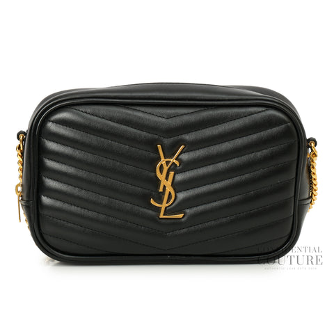 YSL Saint Laurent Lou Mini Matelassé Black Leather Camera bag