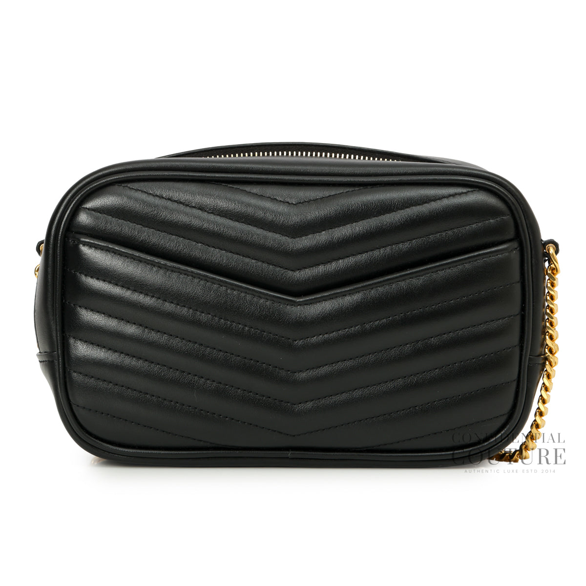 Authentic Pre-Loved — YSL Saint Laurent Lou Mini Matelassé Black Leather Camera bag — Back View