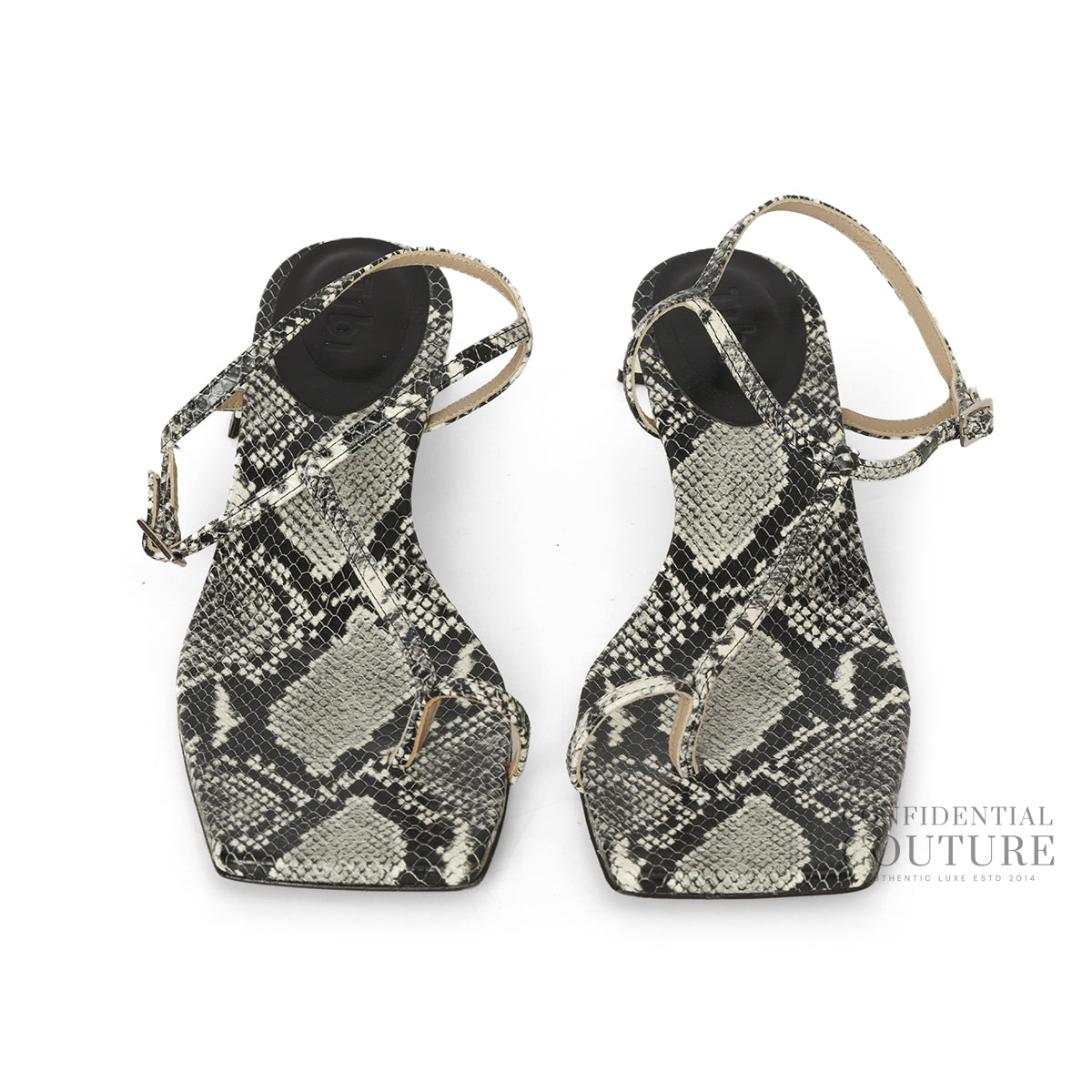 Black & White Georgia Embossed Snake Sandal | EU 38.5
