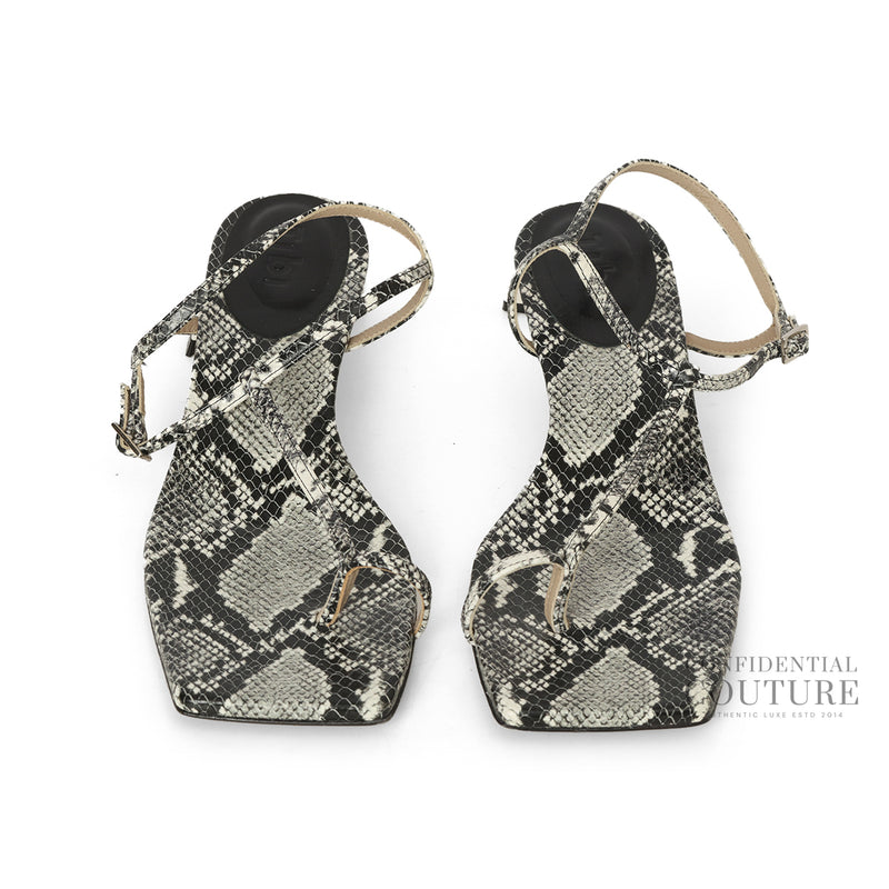 Women's Tibi Black & White Georgia Embossed Snake Sandal | EU 38.5