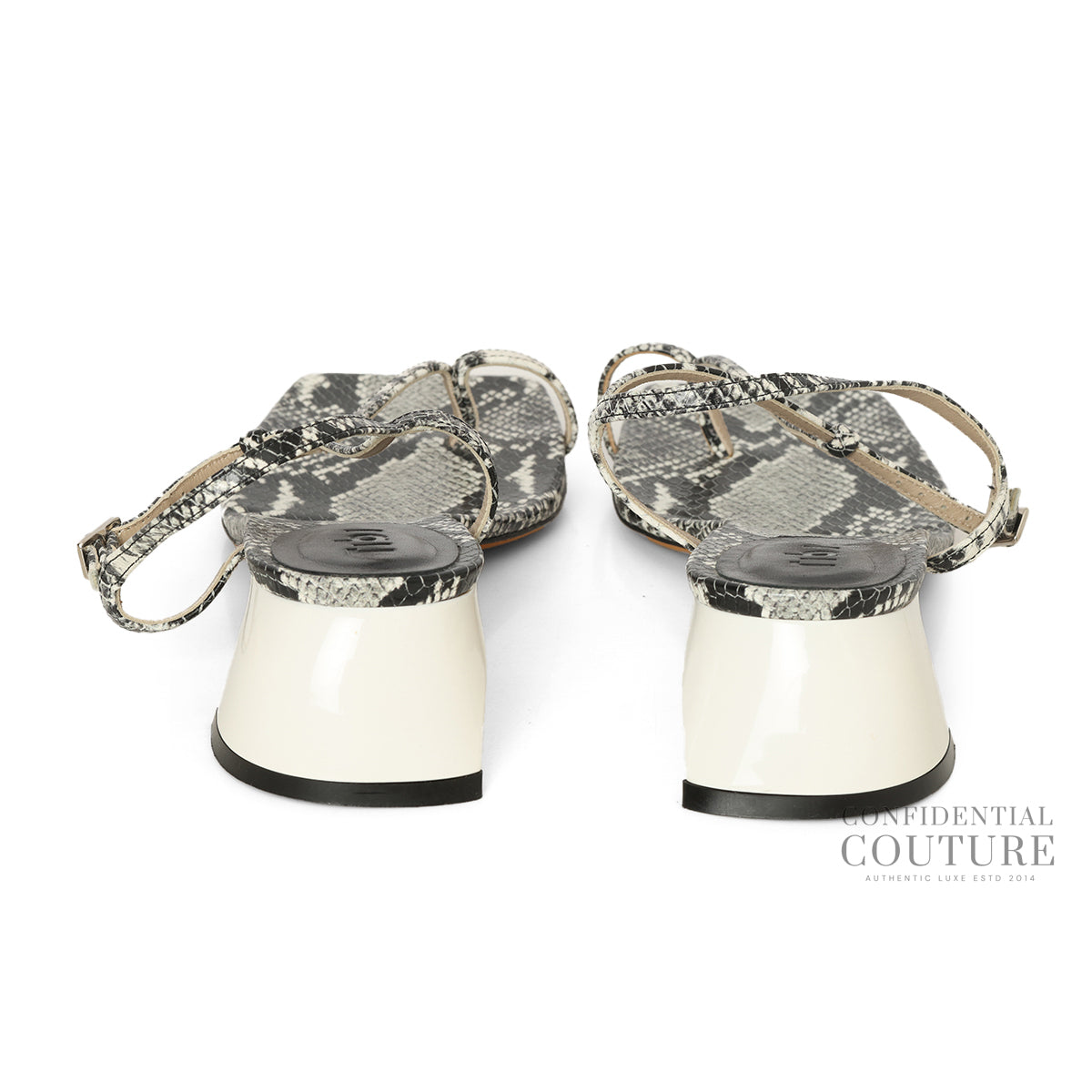 Black & White Georgia Embossed Snake Sandal | EU 38.5