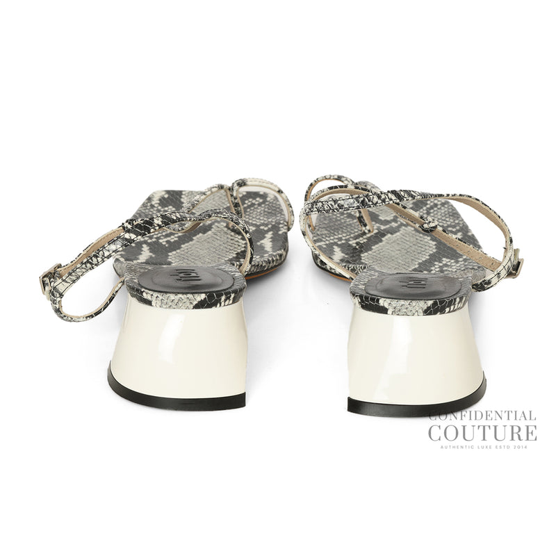Women Tibi Black & White Georgia Embossed Snake Sandal | EU 38.5