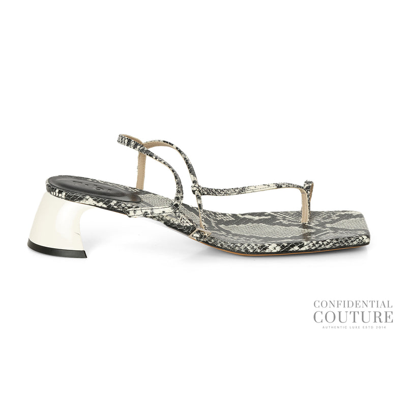 Pre loved tibi black & white snake sandal sale