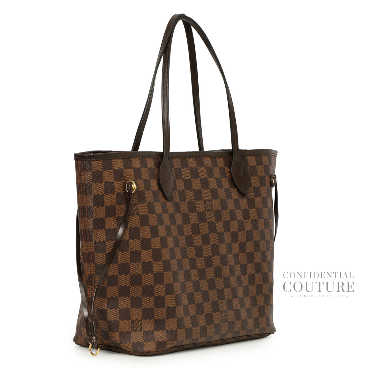 Authentic Pre-Loved — Neverfull MM Damiere Ebene Tote Bag — Side View