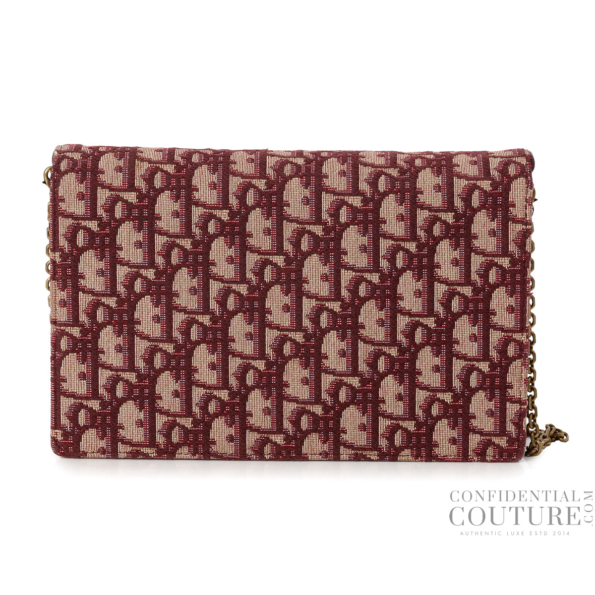 Burgundy Oblique Canvas Saddle Wallet on Chain Bag