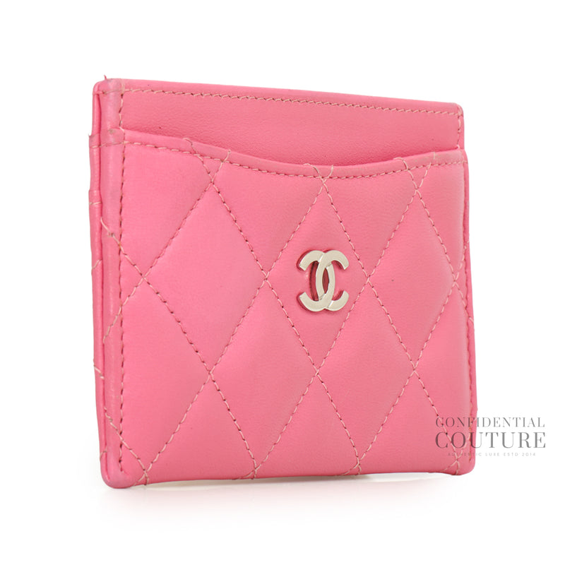 Classic Pink Lambskin Card Holder