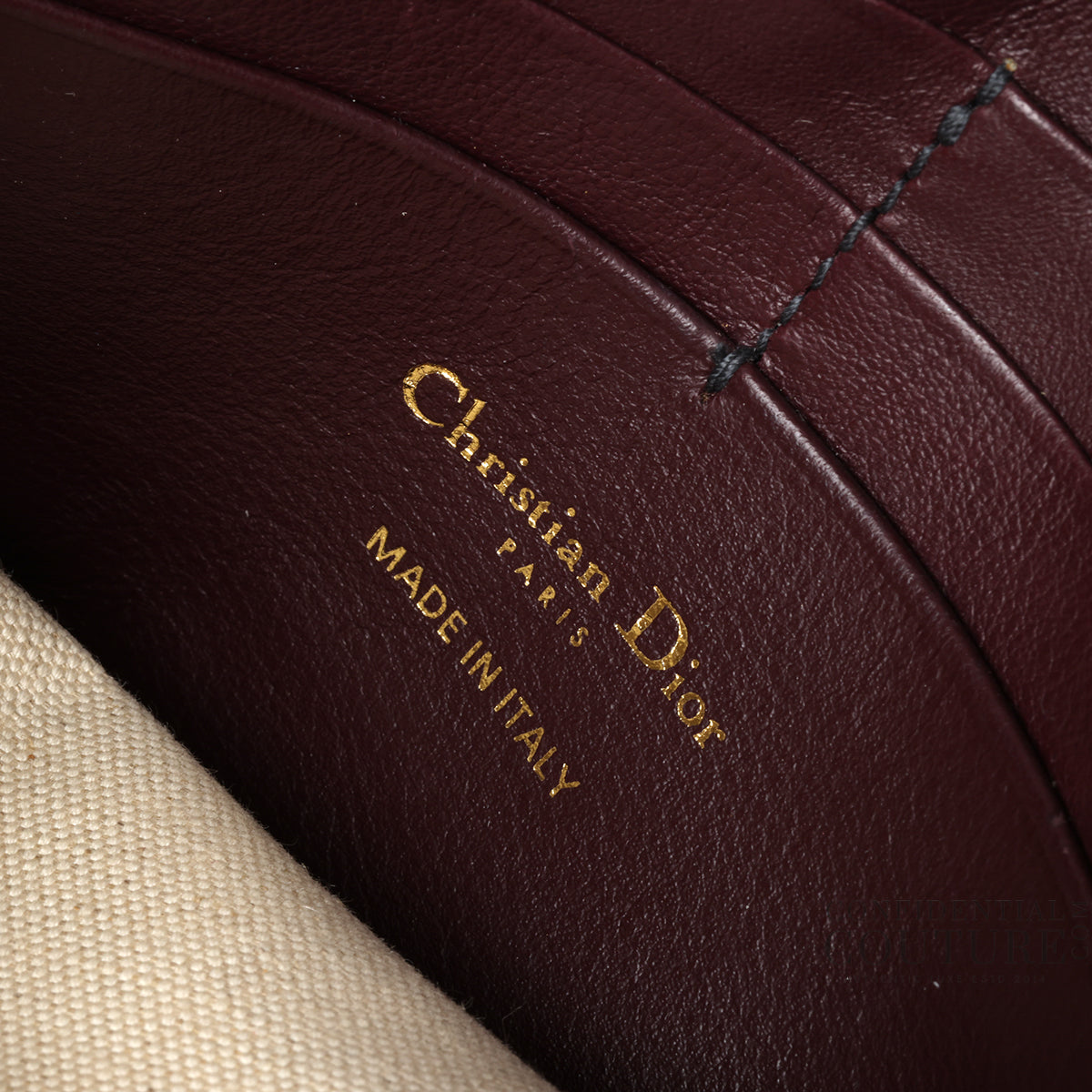 Burgundy Oblique Canvas Saddle Wallet on Chain Bag