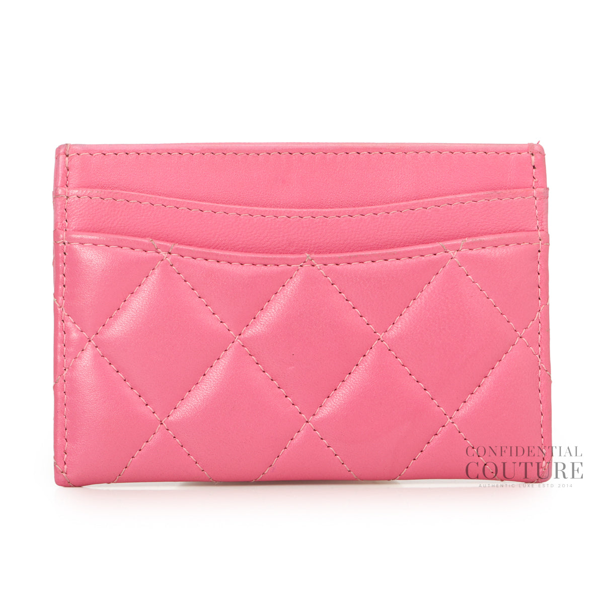 Authentic Pre-Loved — Classic Pink Lambskin Card Holder — Back View