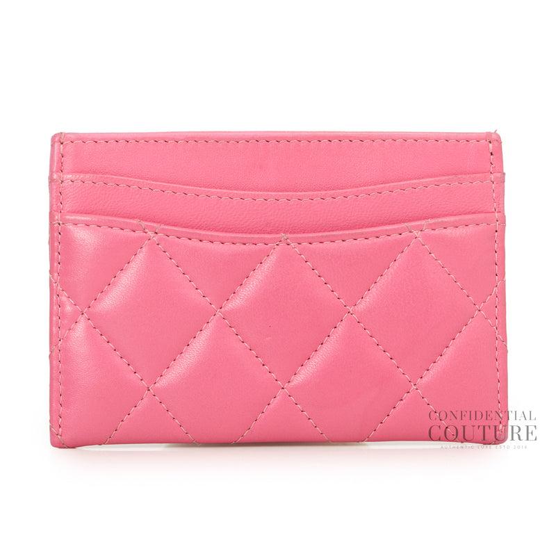 Classic Pink Lambskin Card Holder
