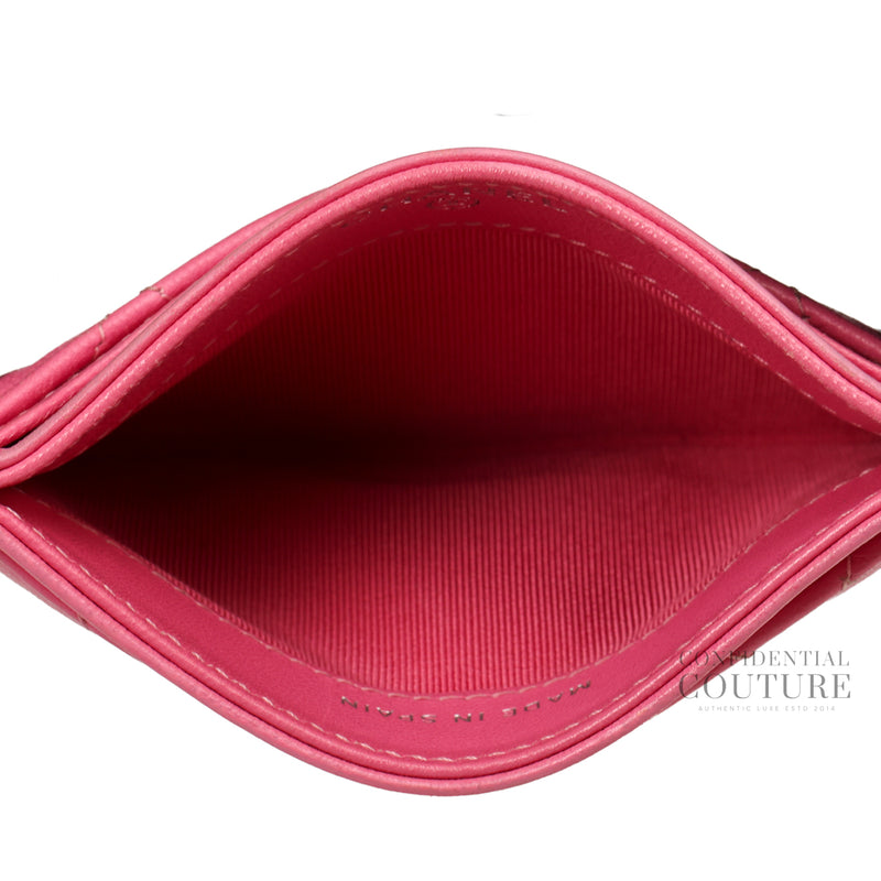 Classic Pink Lambskin Card Holder