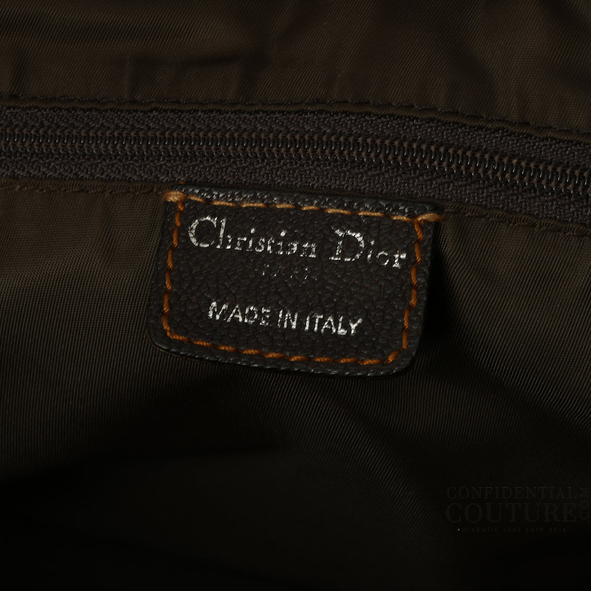 Brown Dior Logo Canvas East/West Boston Bag