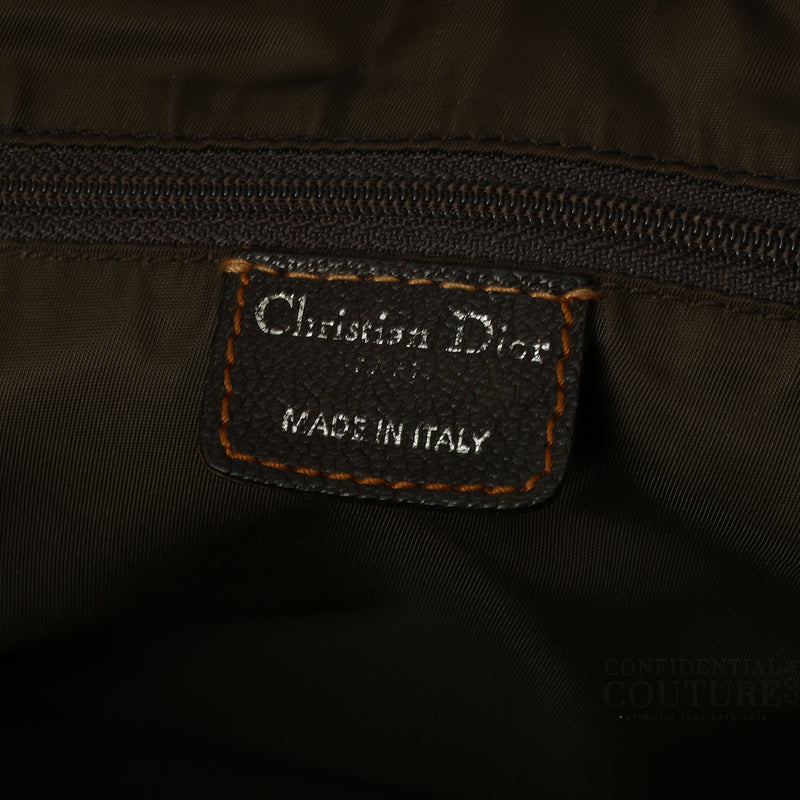 Brown Dior Logo Canvas East/West Boston Bag