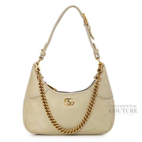 Beige Leather Double G Aphrodite Small Shoulder Bag