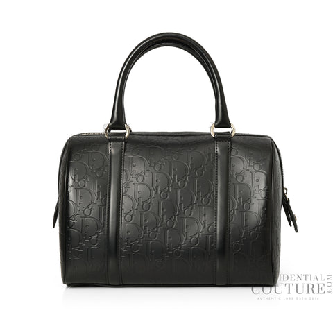 Oblique Black Boston Bag- Restored
