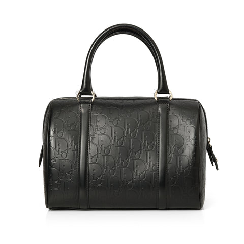 Oblique Black Boston Bag- Restored