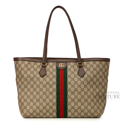 Gucci Beige/Dark Brown Ophidia Large Tote Bag