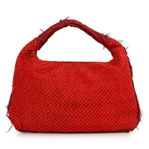 Red Leather Fuzzy Ponza Large Bag