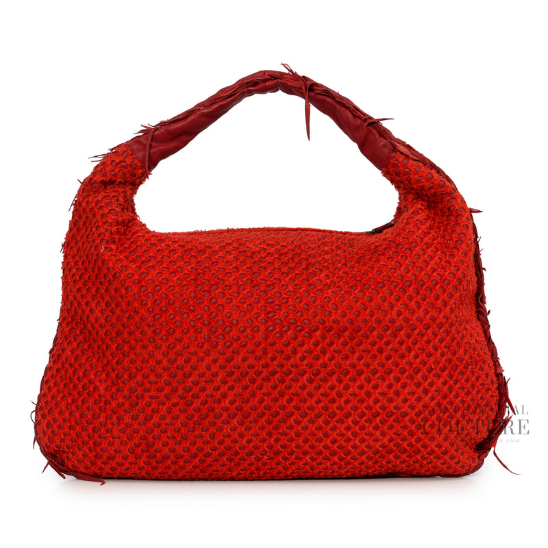 Red Leather Fuzzy Ponza Large Bag