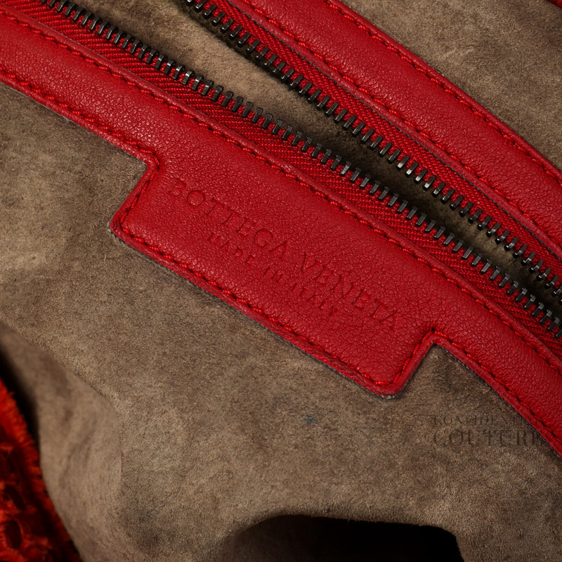 Red Leather Fuzzy Ponza Large Bag