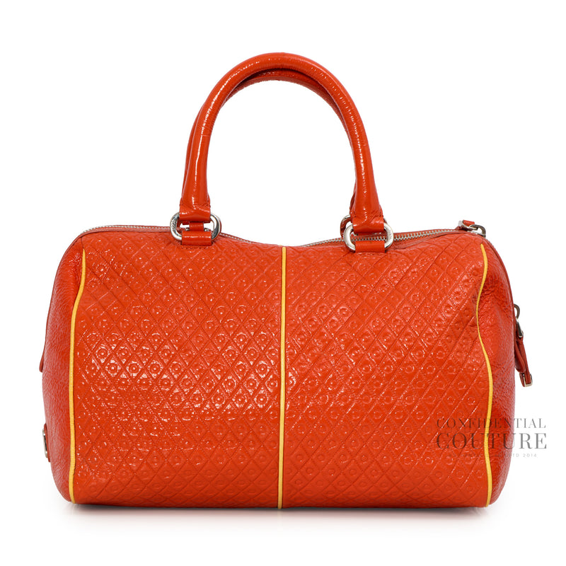 Orange Patent Leather Signature Medium Bauletto Bag