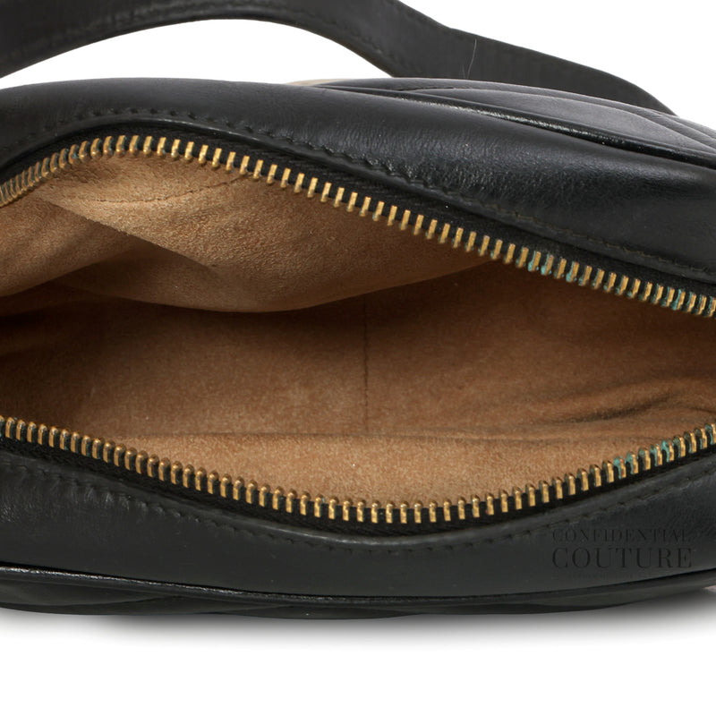 Black Quilted Leather Mini Marmont Camera Bag