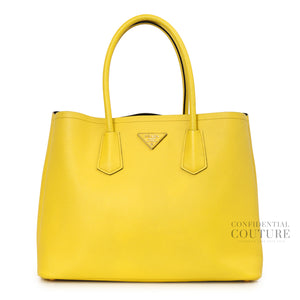 Yellow Saffiano Leather Medium Double Handle Tote Bag