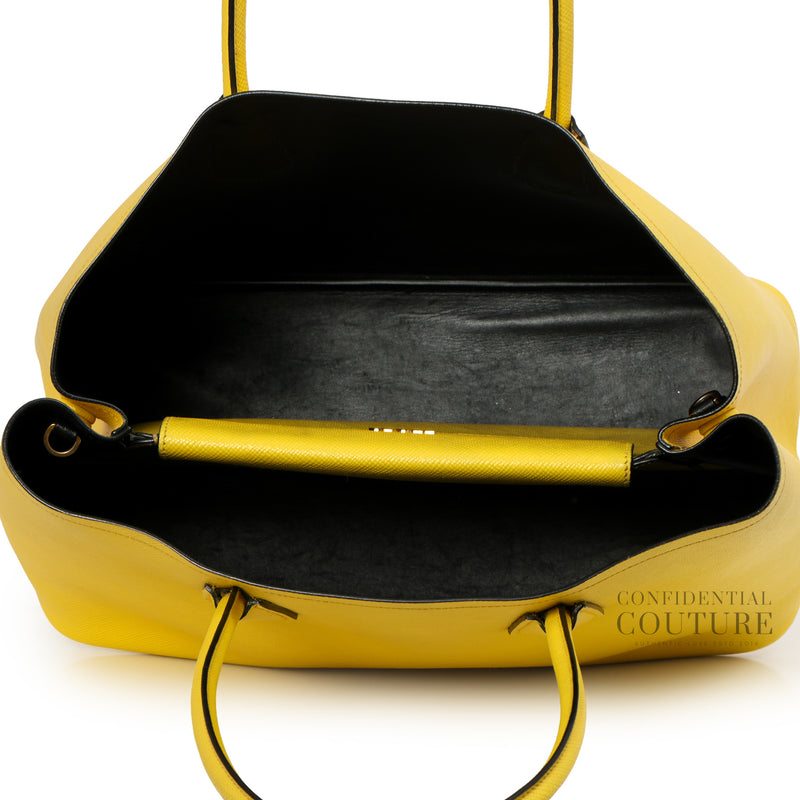 Yellow Saffiano Leather Medium Double Handle Tote Bag