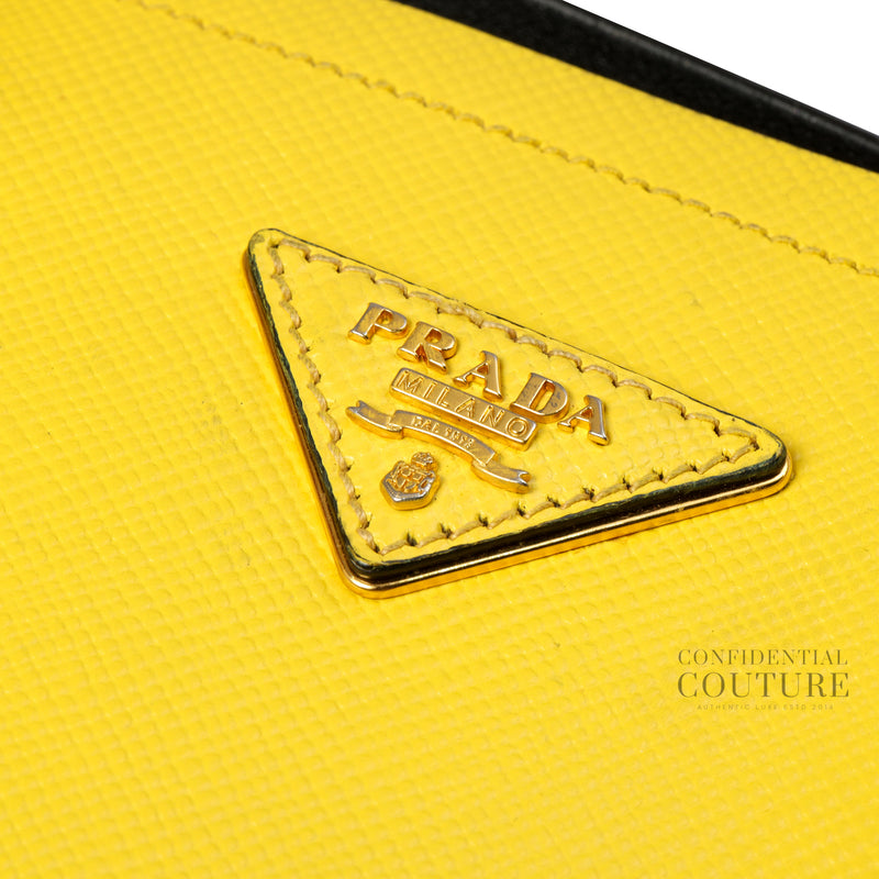 Yellow Saffiano Leather Medium Double Handle Tote Bag