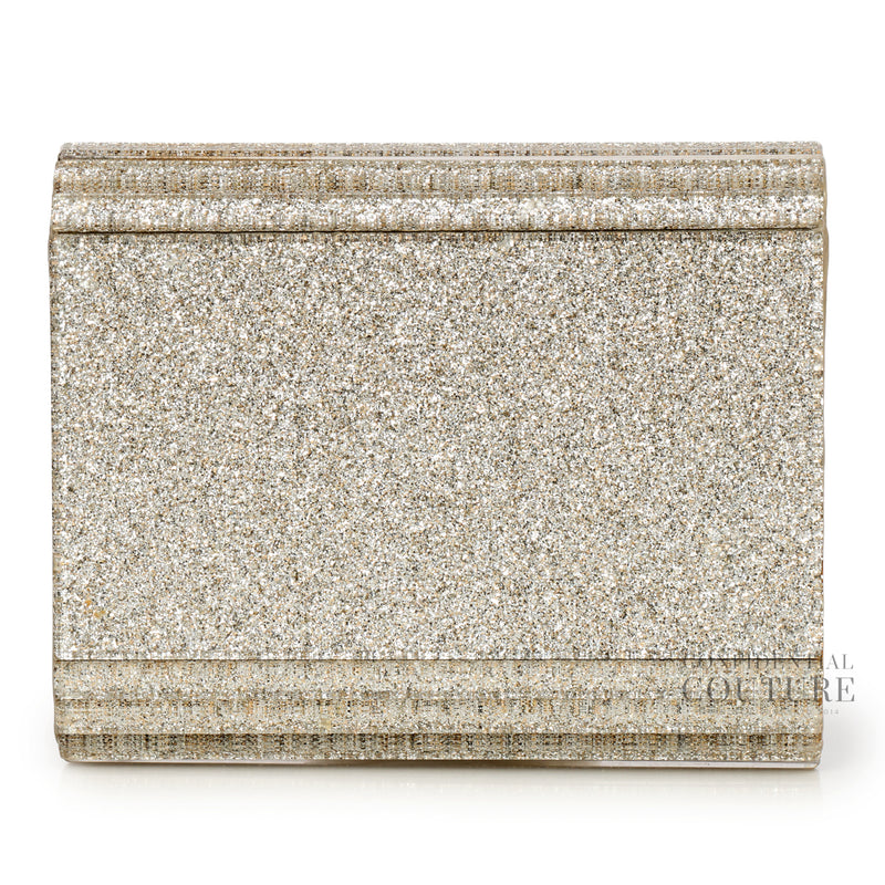 Candy Silver Glitter Clutch With Chain Strap