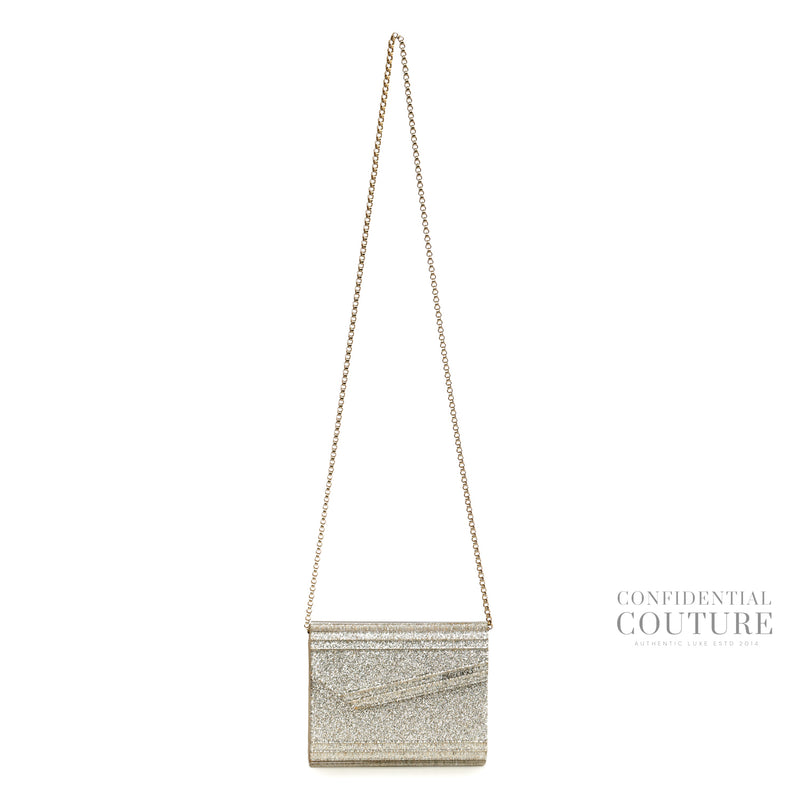 Candy Silver Glitter Clutch With Chain Strap