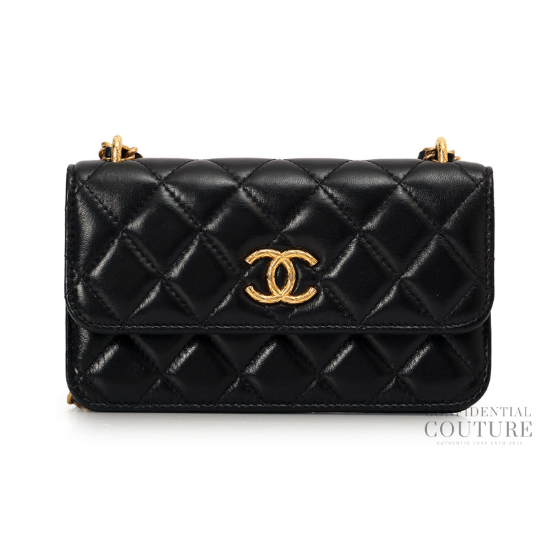 Black Flap Phone Holder w/ Chain Bag