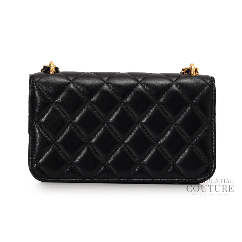 Black Flap Phone Holder w/ Chain Bag