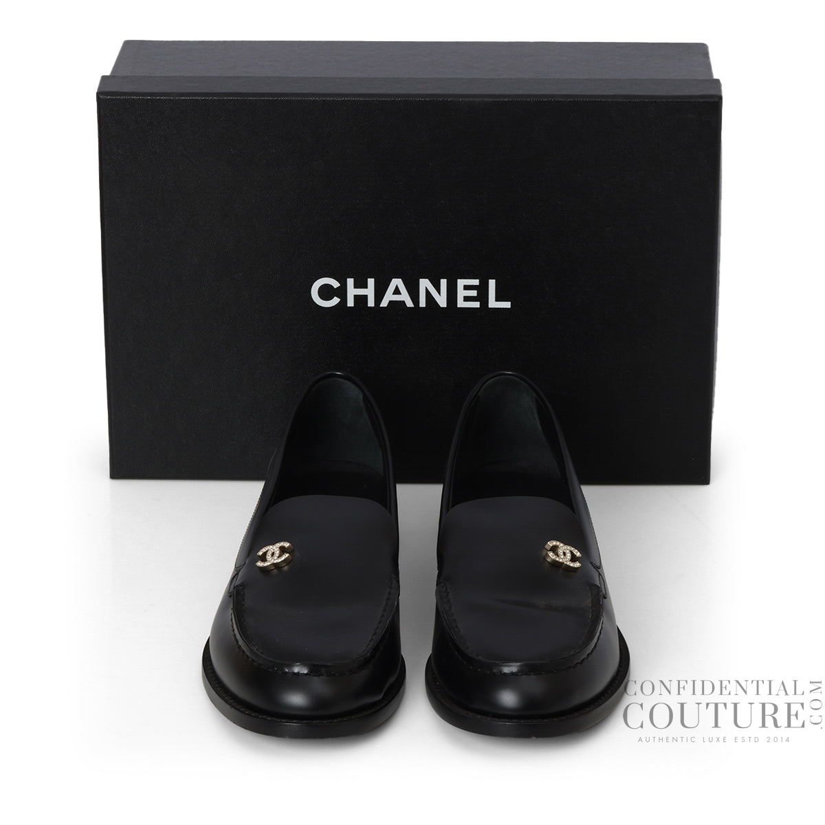 Rev Crystal CC Logo Leather Mocassins EU 39.5