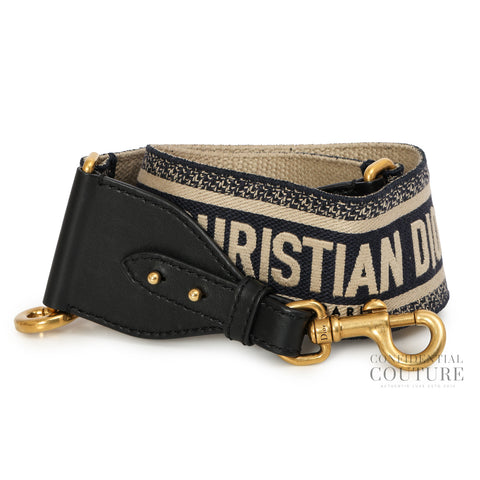 Navy/Beige Embroidered Shoulder Strap