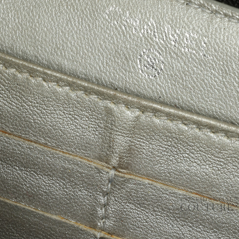Black Camellia Embossed Zip Around Wallet