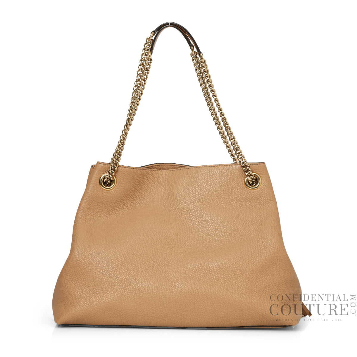 Pebbled Calfskin Brown Medium Soho Chain Shoulder Bag