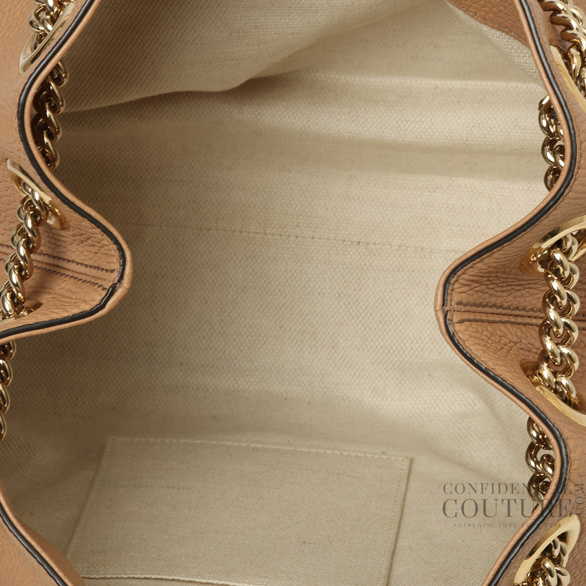 Pebbled Calfskin Brown Medium Soho Chain Shoulder Bag