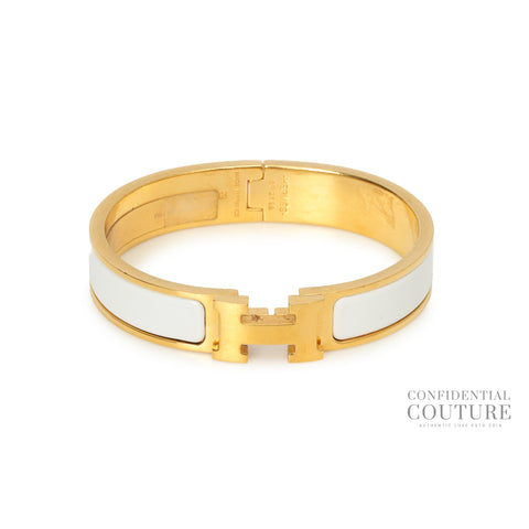 H Clic Clac PM Bracelet Blanc Enamel GHW