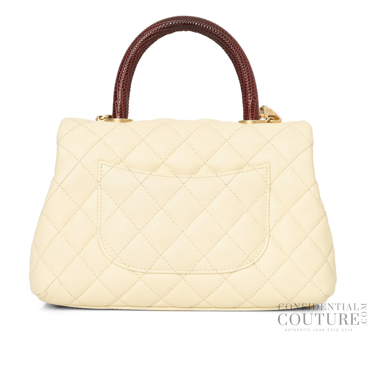 Off white/Burgundy Quilted Caviar Leather Mini Coco Handle Bag