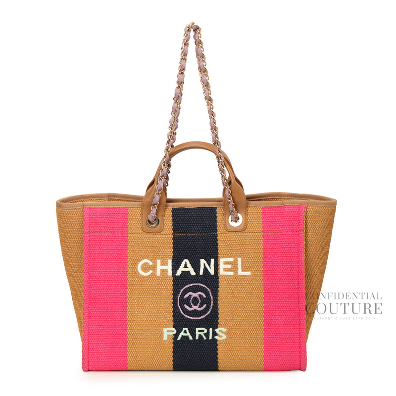 Multicolor Straw Raffia Deauville GM Tote
