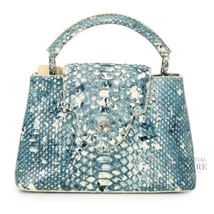 Blue/White Python Skin Capucines BB Bag