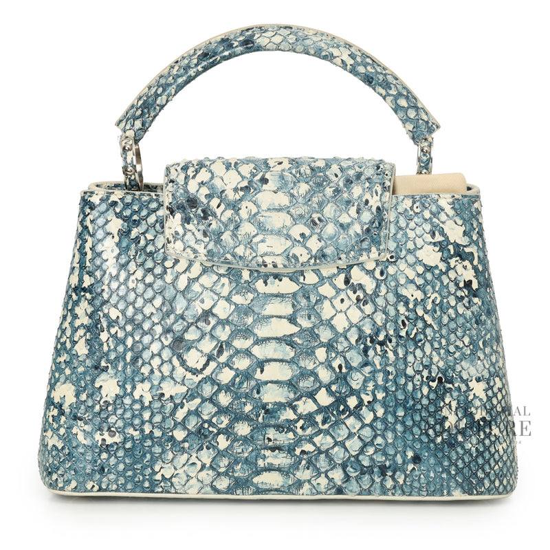 Blue/White Python Skin Capucines BB Bag