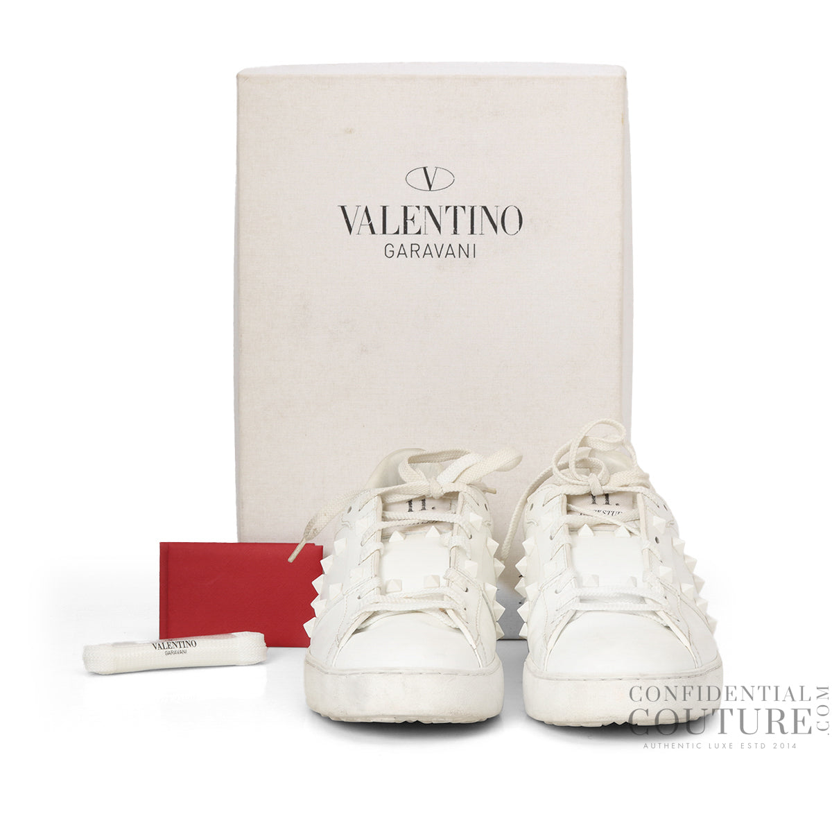 White Calfskin Rockstud Untitled Sneaker EU 40 | US 7 | UK 6
