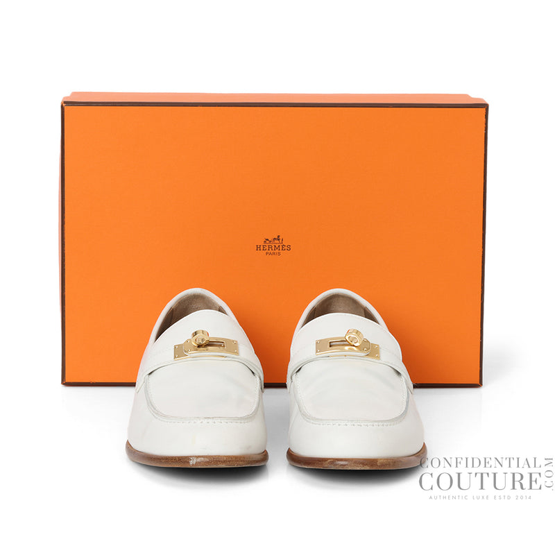 Women pre loved Hermes Destin Loafers In White Calfskin Leather EU 39.5 | US 9 | UK 6