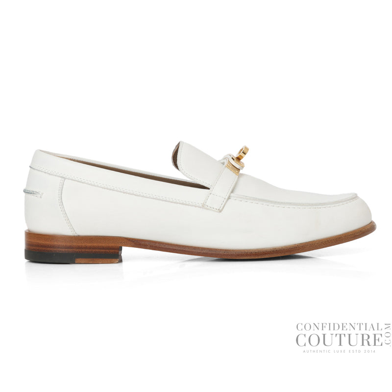 Hermes Destin Loafers In White Calfskin Leather EU 39.5 | US 9 | UK 6